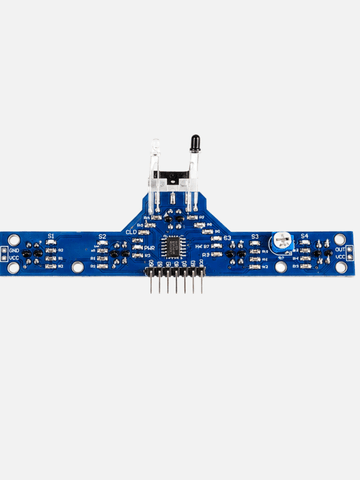 Модуль инфракрасных датчиков линии 5-канальный (Line Tracking Sensor), на базе триггера Шмитта 74HC14D, с датчиком обхода препятствий (универсальный)