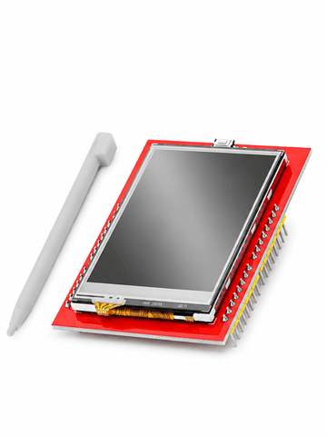 Сенсорный цветной дисплей TFT LCD 2.4" (240x320) с резистивным тачскрином, стилусом и слотом MicroSD (Arduino Uno Shield)
