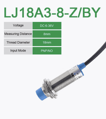 Индуктивный датчик приближения PNP LJ18A3-8-Z/BY, 8 мм, резьба 18 мм, DC 6-36В