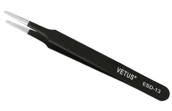 Антистатический прецизионный пинцет VETUS ESD-13 с широкими плоскими кончиками