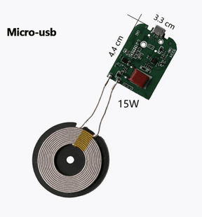 Модуль беспроводной зарядки 15Вт с разъемом Micro-USB и индуктивной катушкой