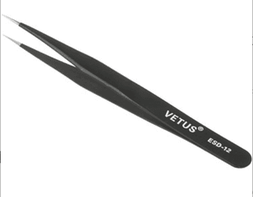 Прецизионный антистатический пинцет VETUS ESD-12 с тонкими губками