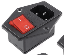 Входное гнездо питания IEC 320 C14 с красным выключателем и предохранителем   