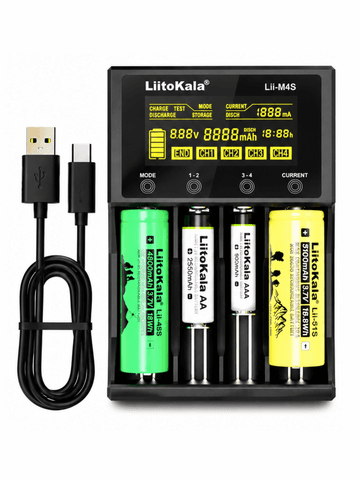 Универсальное зарядное устройство LiitoKala Lii-M4S (4 слота, тест емкости, режим хранения, Type-C)