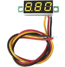 Цифровой вольтметр DC 0-100V, жёлтый дисплей 0.28", точность 3%, питание 4-40V